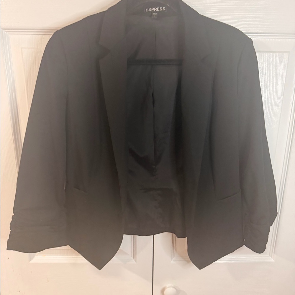 Express Black Cropped Open-Front Blazer